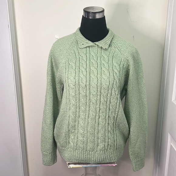 Karen Scott Chic Cable Knit Sage Green Sweater Size Small - Picture 2 of 16